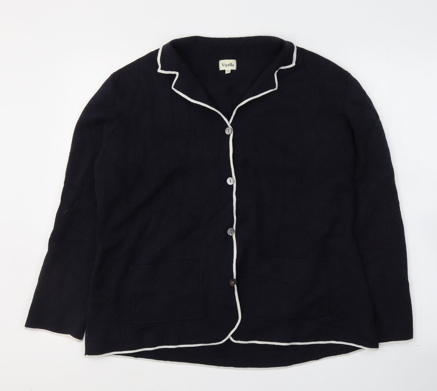 Viyella Womens Blue V-Neck  Viscose Cardigan Jumper Size L