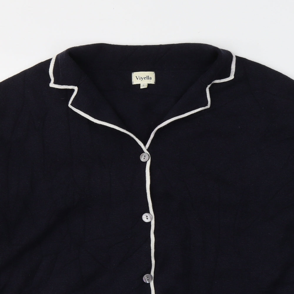 Viyella Womens Blue V-Neck  Viscose Cardigan Jumper Size L