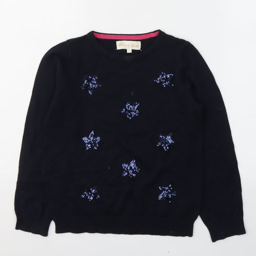 Desert Lily Girls Blue  Acrylic Basic Casual Size 9 Years Round Neck Pullover