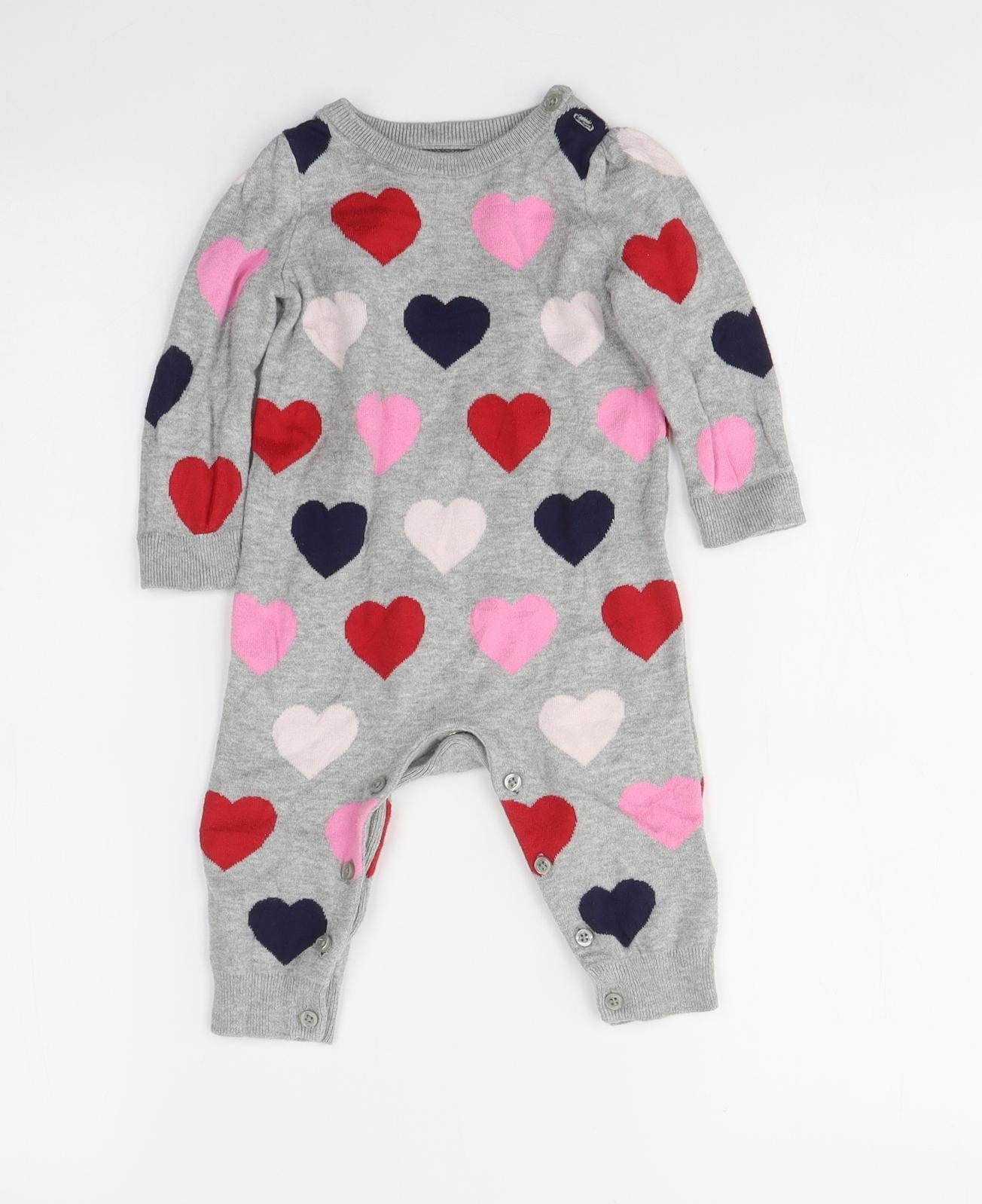 Gap  Grey Geometric Cotton Babygrow One-Piece Size 6-9 Months  Button