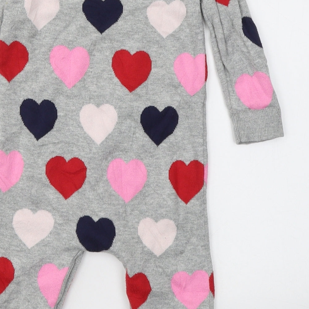 Gap  Grey Geometric Cotton Babygrow One-Piece Size 6-9 Months  Button