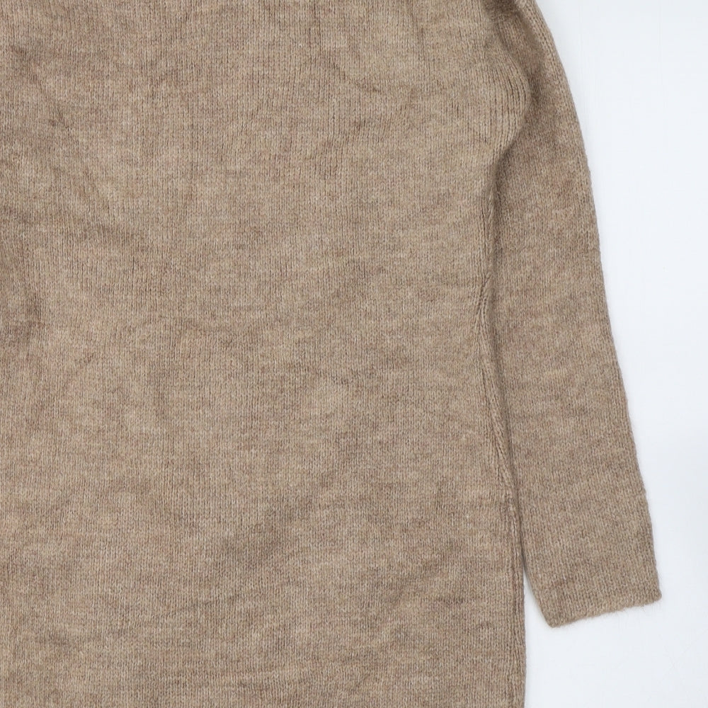 J&K Womens Beige Roll Neck  Acrylic Pullover Jumper Size S