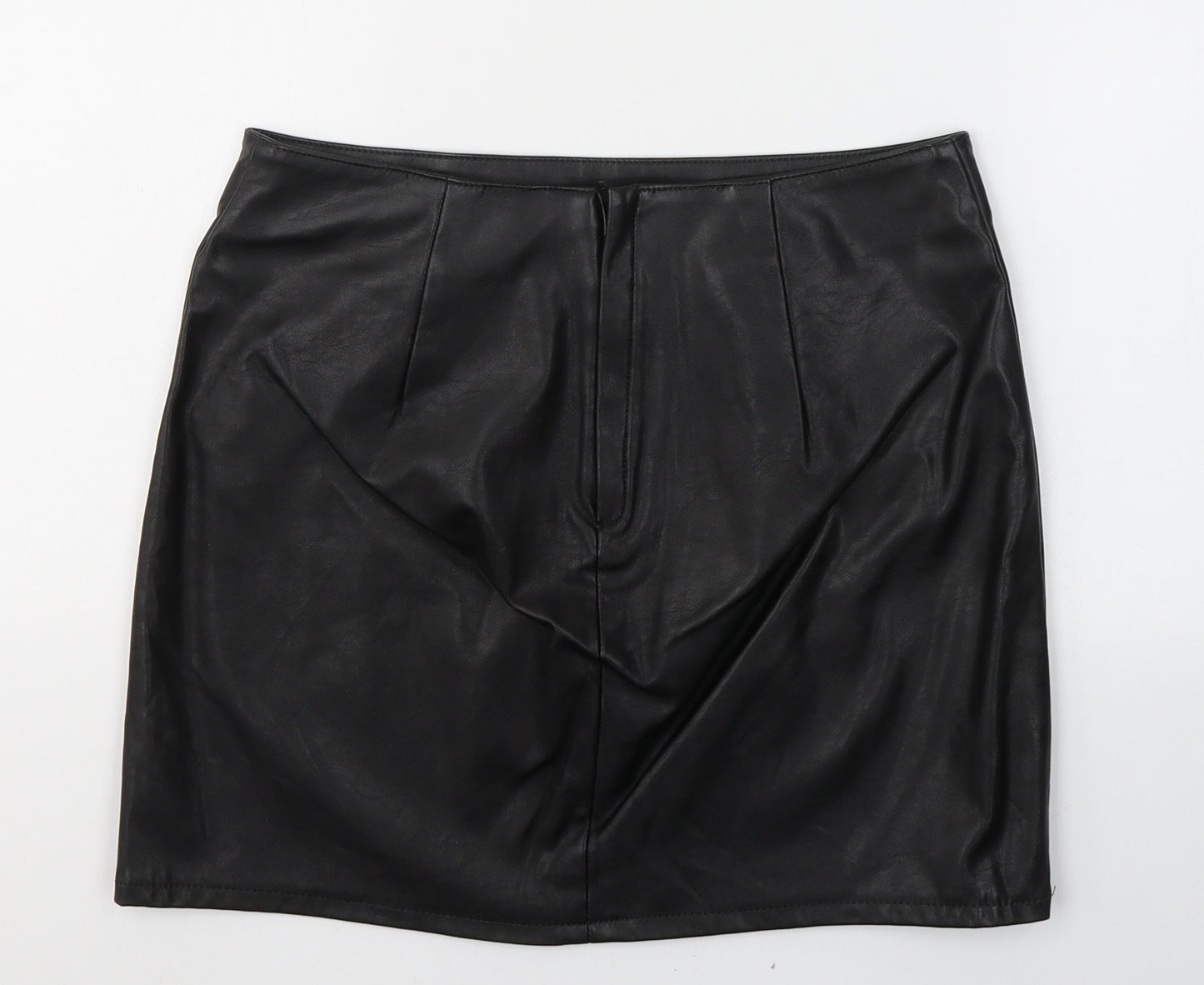 H&M Womens Black  Cotton Mini Skirt Size 10   Zip