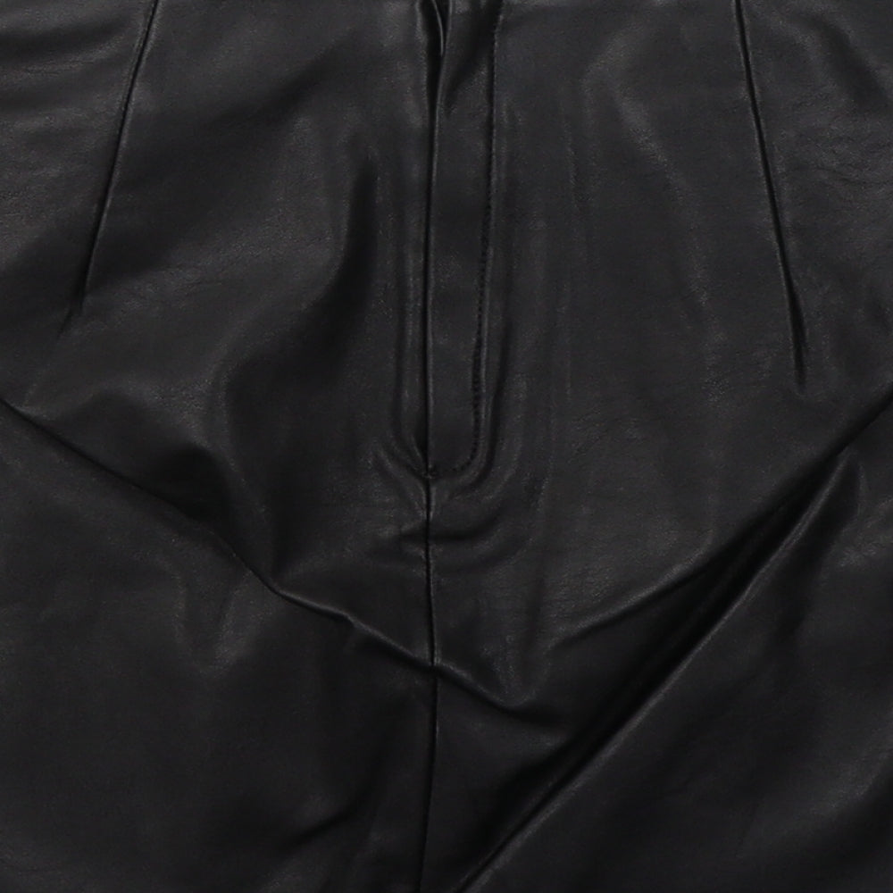 H&M Womens Black  Cotton Mini Skirt Size 10   Zip