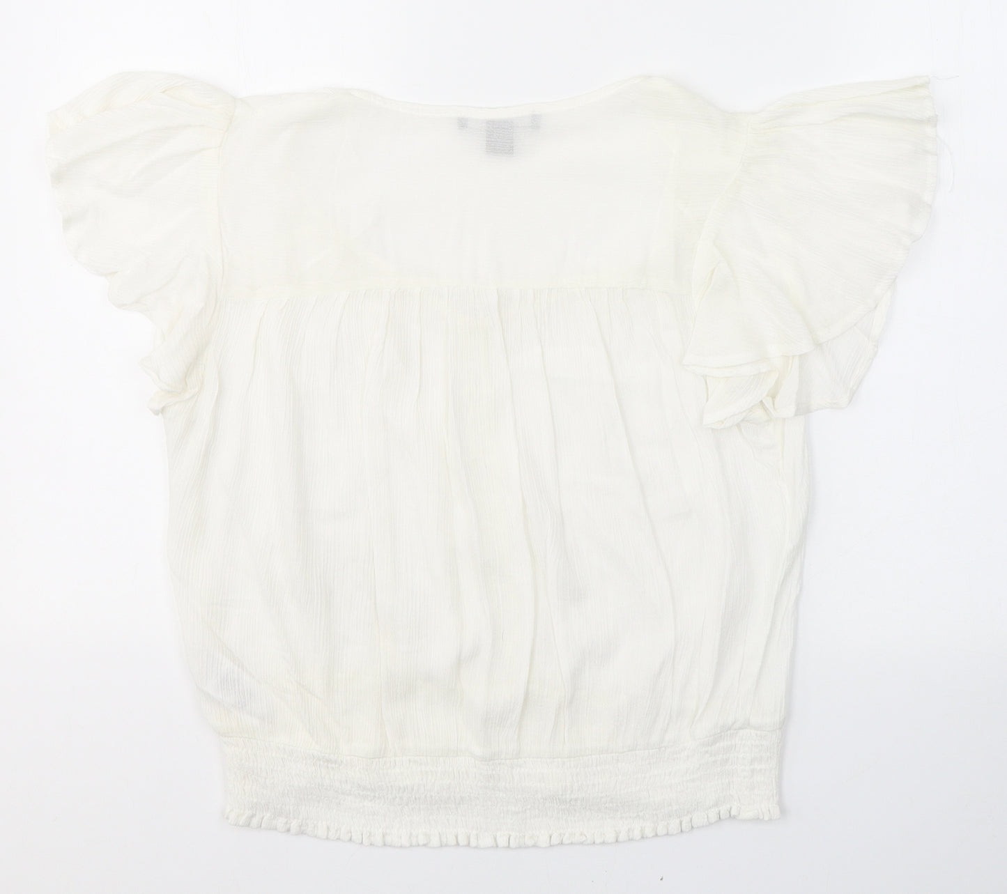 Primark Womens White  Viscose Basic Blouse Size 14 V-Neck
