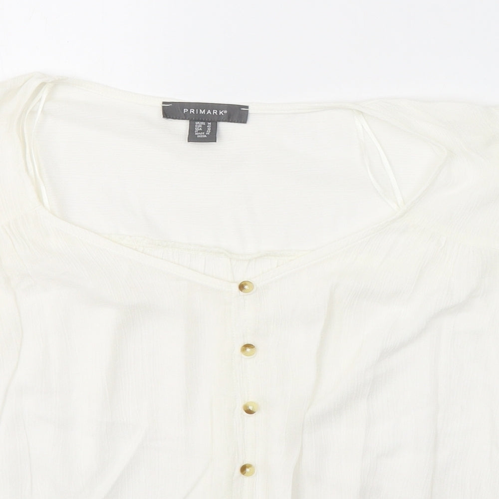 Primark Womens White  Viscose Basic Blouse Size 14 V-Neck