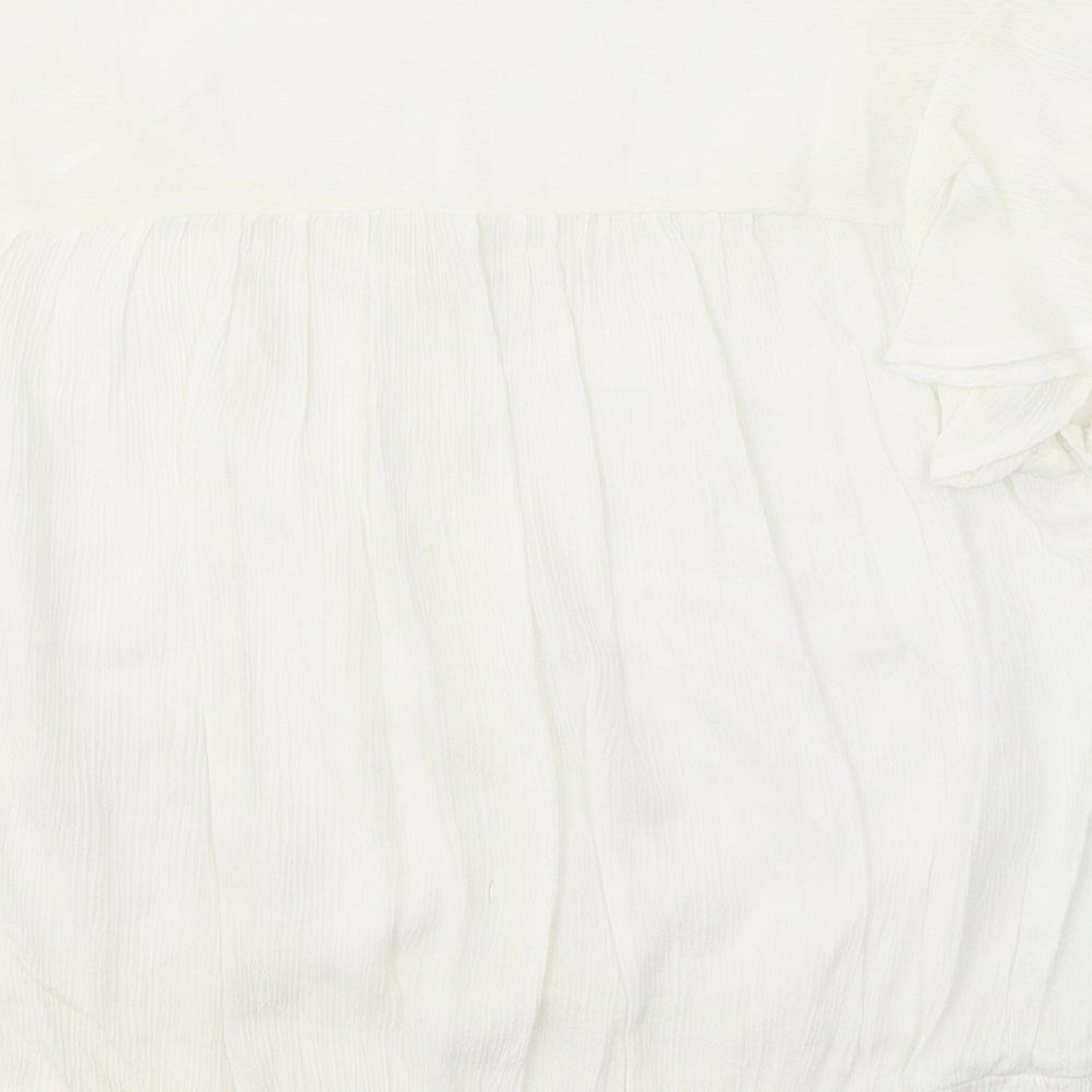 Primark Womens White  Viscose Basic Blouse Size 14 V-Neck