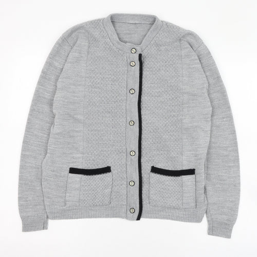 Preworn Womens Grey Round Neck  Acrylic Cardigan Jumper Size 10