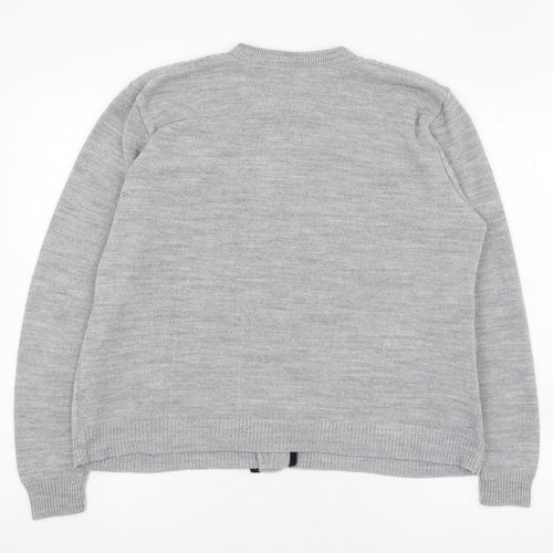 Preworn Womens Grey Round Neck  Acrylic Cardigan Jumper Size 10
