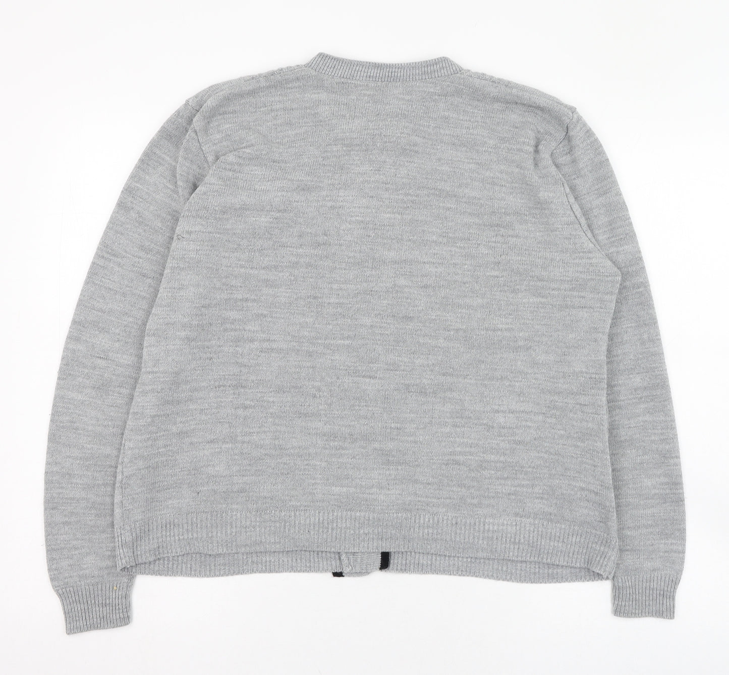 Preworn Womens Grey Round Neck  Acrylic Cardigan Jumper Size 10