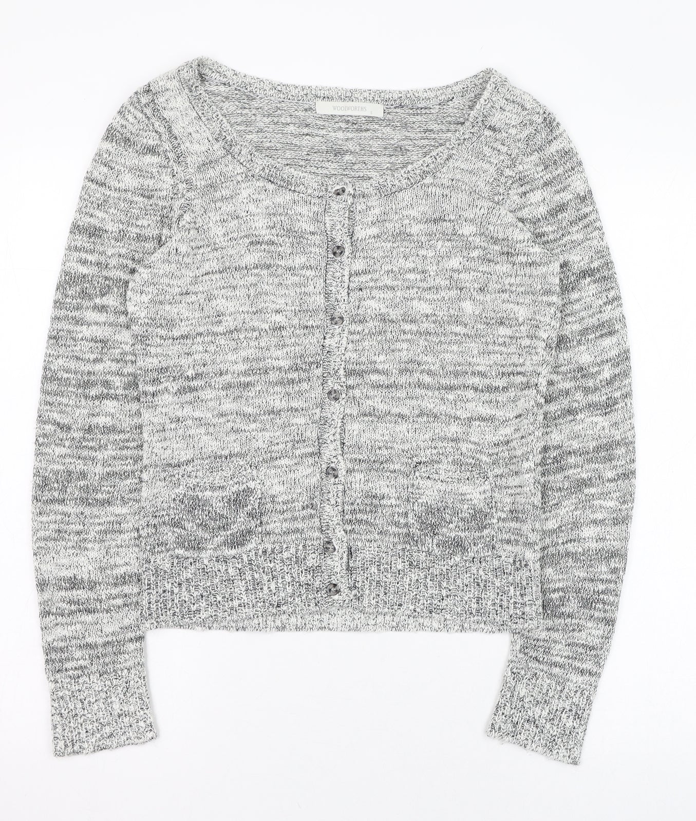 Woolworths Womens Grey Round Neck  Acrylic Cardigan Jumper Size S