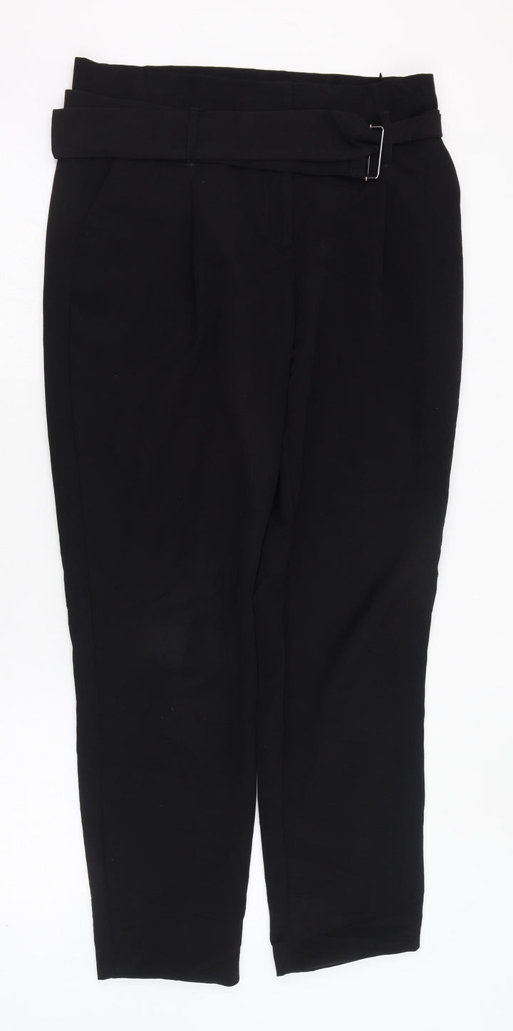 Dorothy Perkins Womens Black  Polyester Trousers  Size 12 L28 in Regular Zip