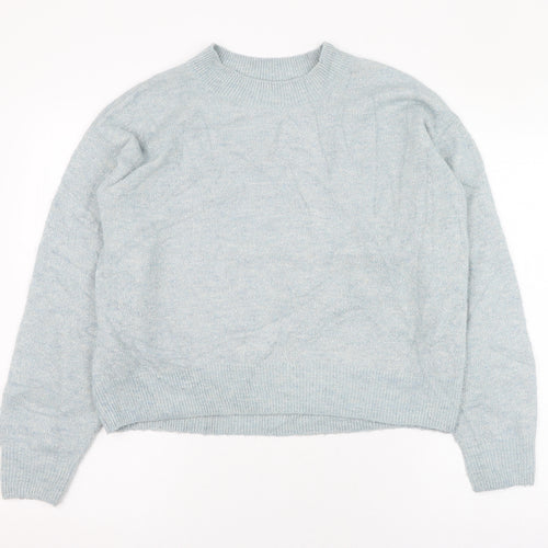 H&M Womens Blue Round Neck  Acrylic Pullover Jumper Size 4