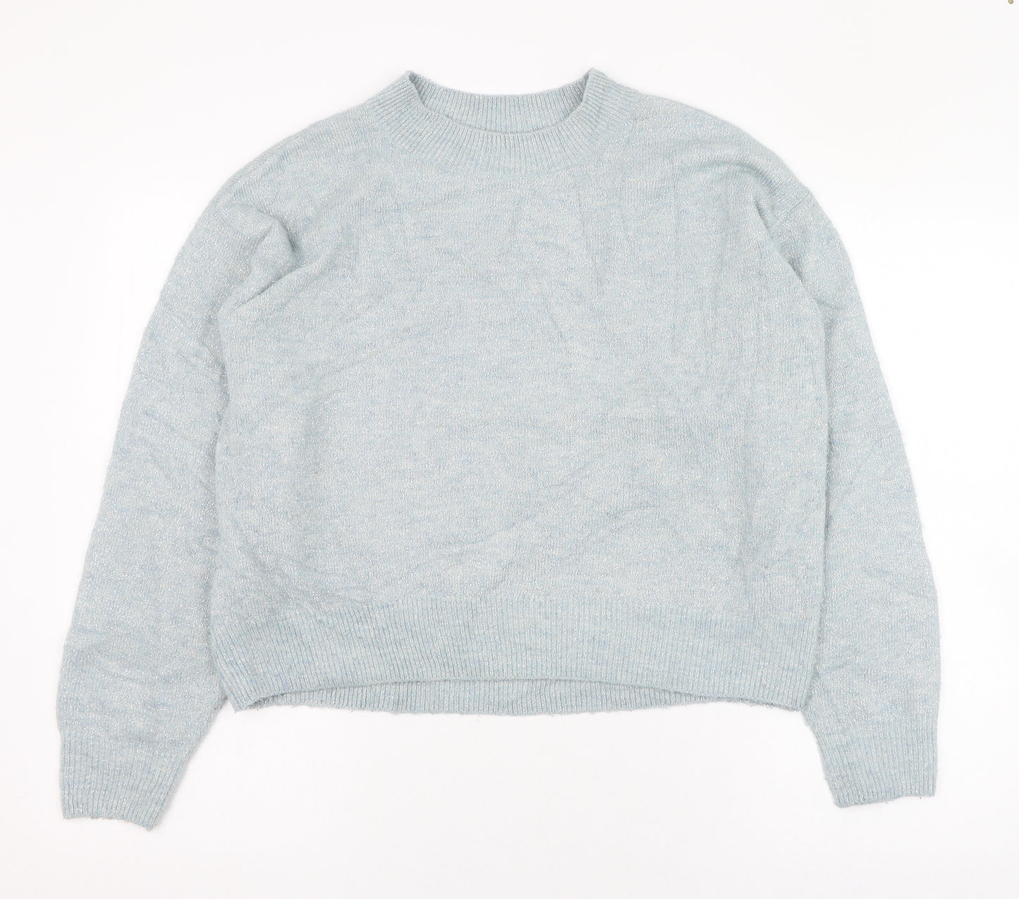 H&M Womens Blue Round Neck  Acrylic Pullover Jumper Size 4
