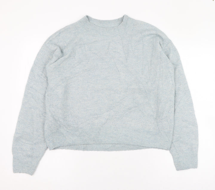 H&M Womens Blue Round Neck  Acrylic Pullover Jumper Size 4