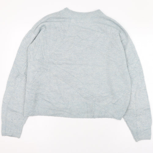 H&M Womens Blue Round Neck  Acrylic Pullover Jumper Size 4