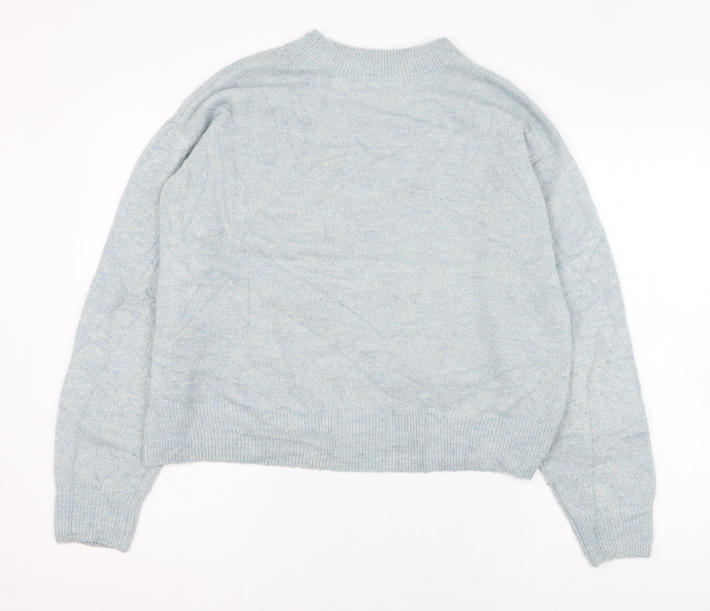 H&M Womens Blue Round Neck  Acrylic Pullover Jumper Size 4