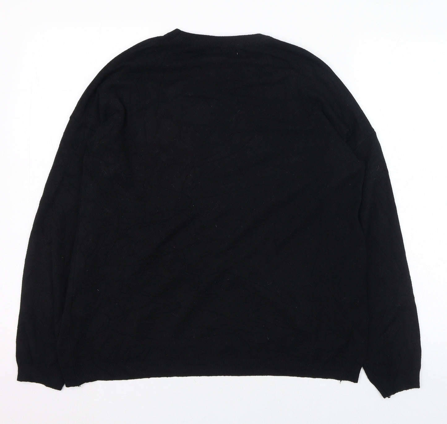 V.code Womens Black Round Neck  Viscose Pullover Jumper One Size