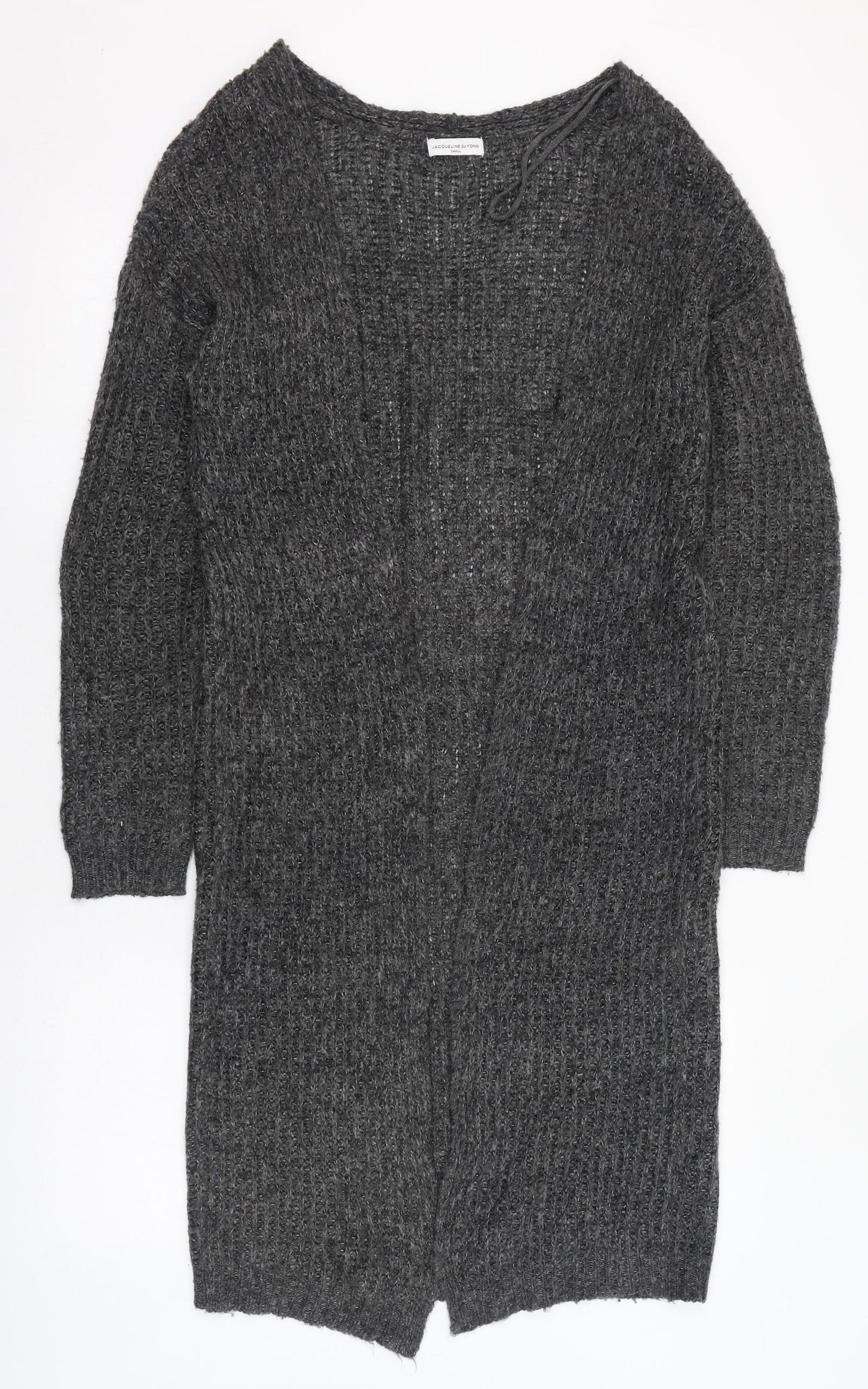 Jacqueline de Yong Womens Grey Square Neck  Acrylic Cardigan Jumper Size 6