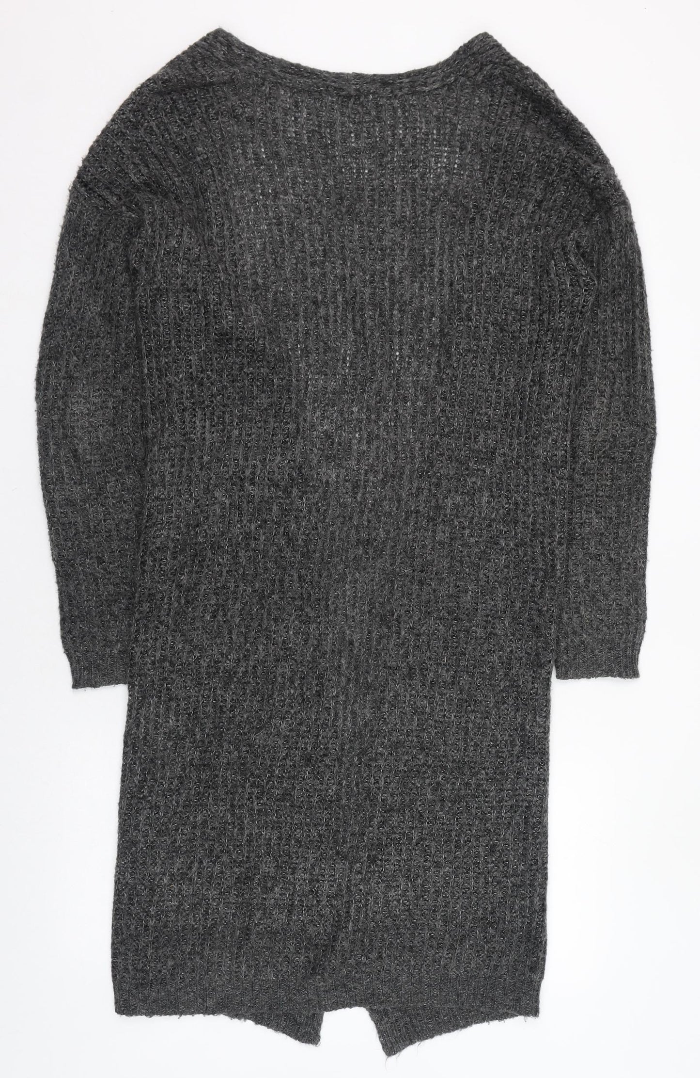 Jacqueline de Yong Womens Grey Square Neck  Acrylic Cardigan Jumper Size 6