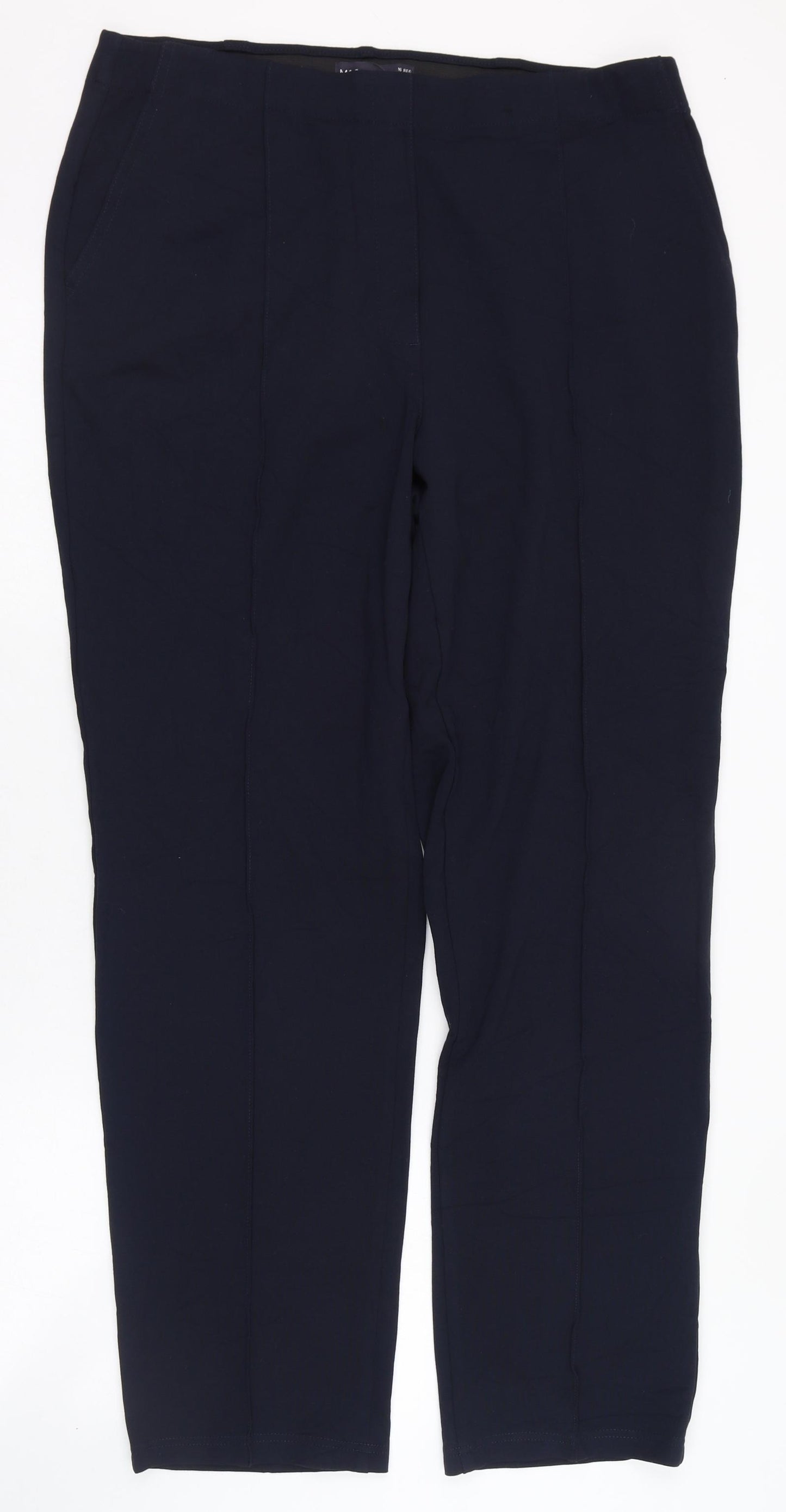 Marks and Spencer Womens Blue  Viscose Trousers  Size 16 L30 in Regular