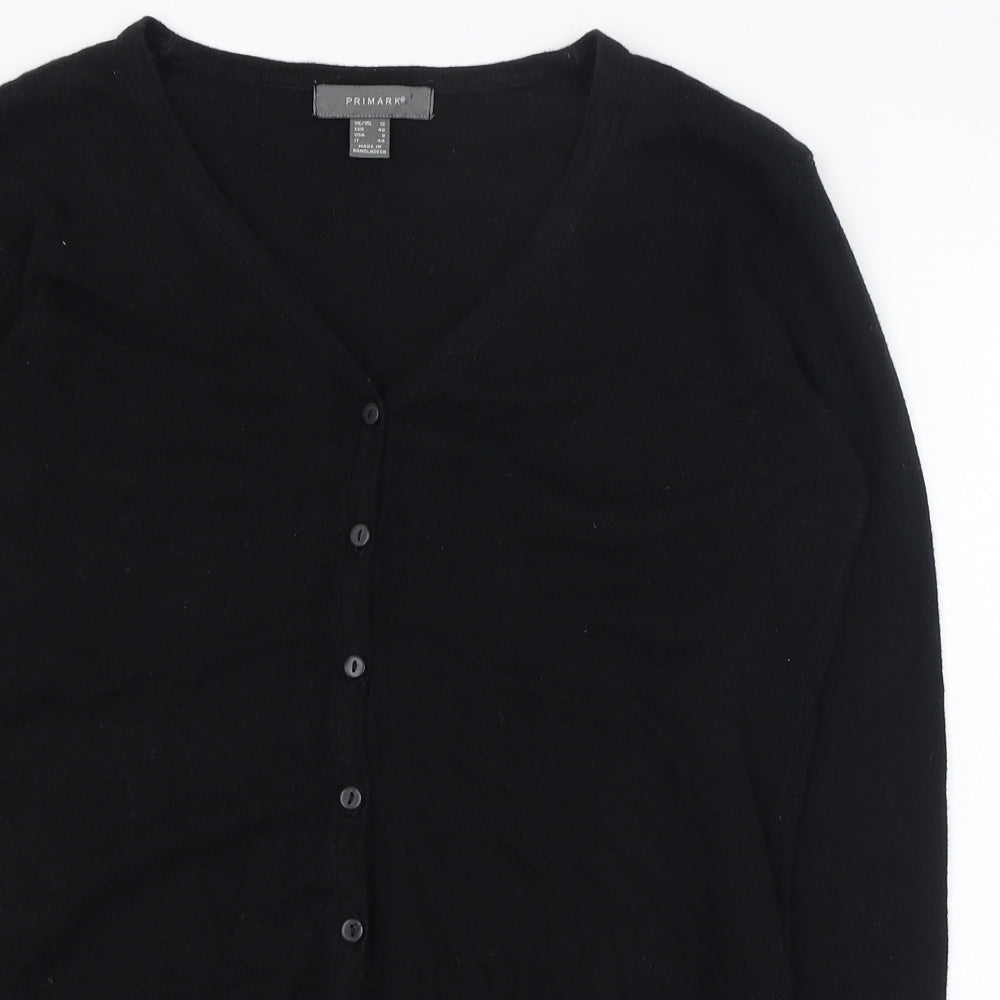 Primark Womens Black V-Neck  Cotton Cardigan Jumper Size 12