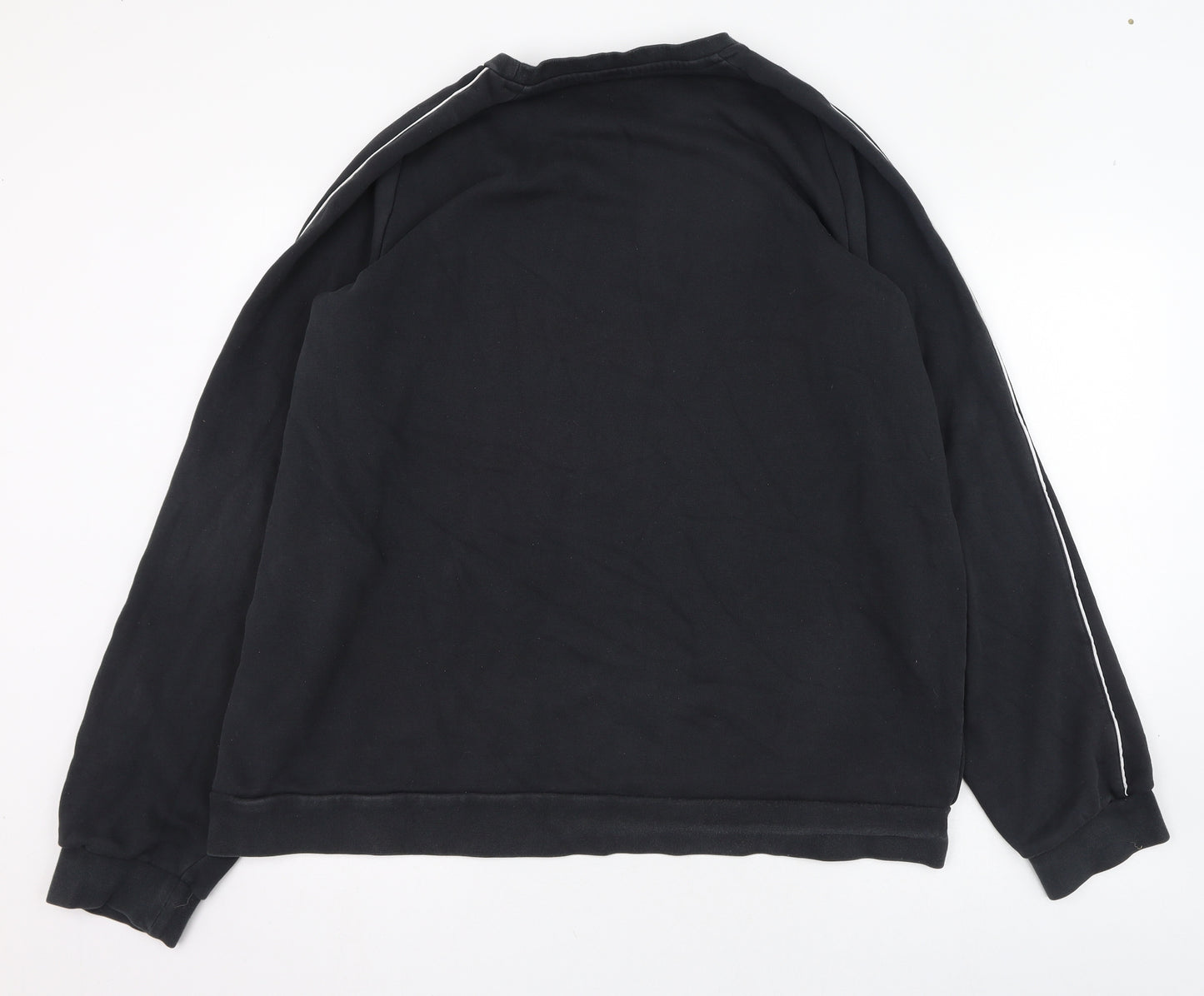 adidas Mens Black  Cotton Pullover Sweatshirt Size 2XL