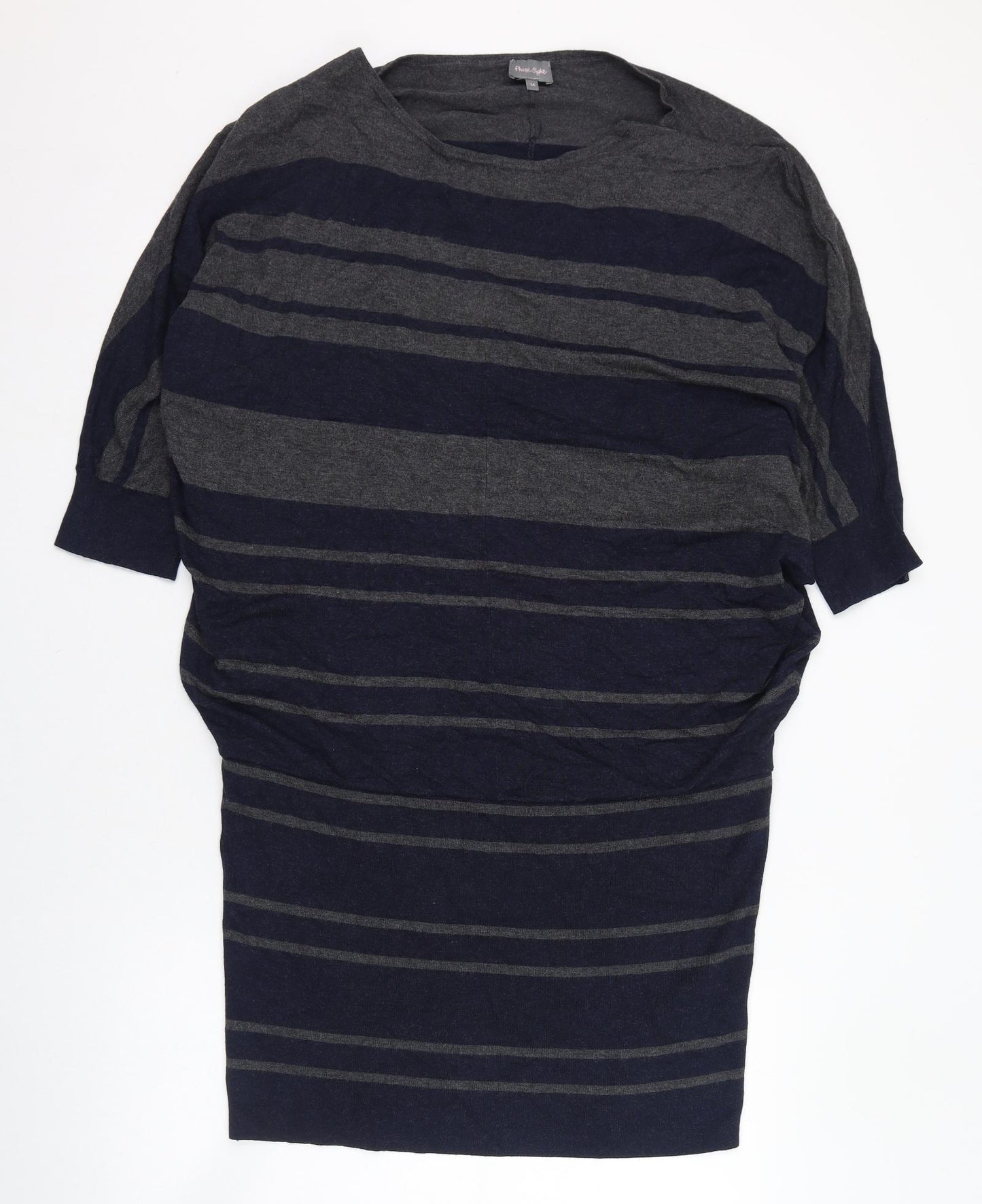Phase Eight Womens Blue Striped Viscose T-Shirt Dress  Size 14  Round Neck Pullover
