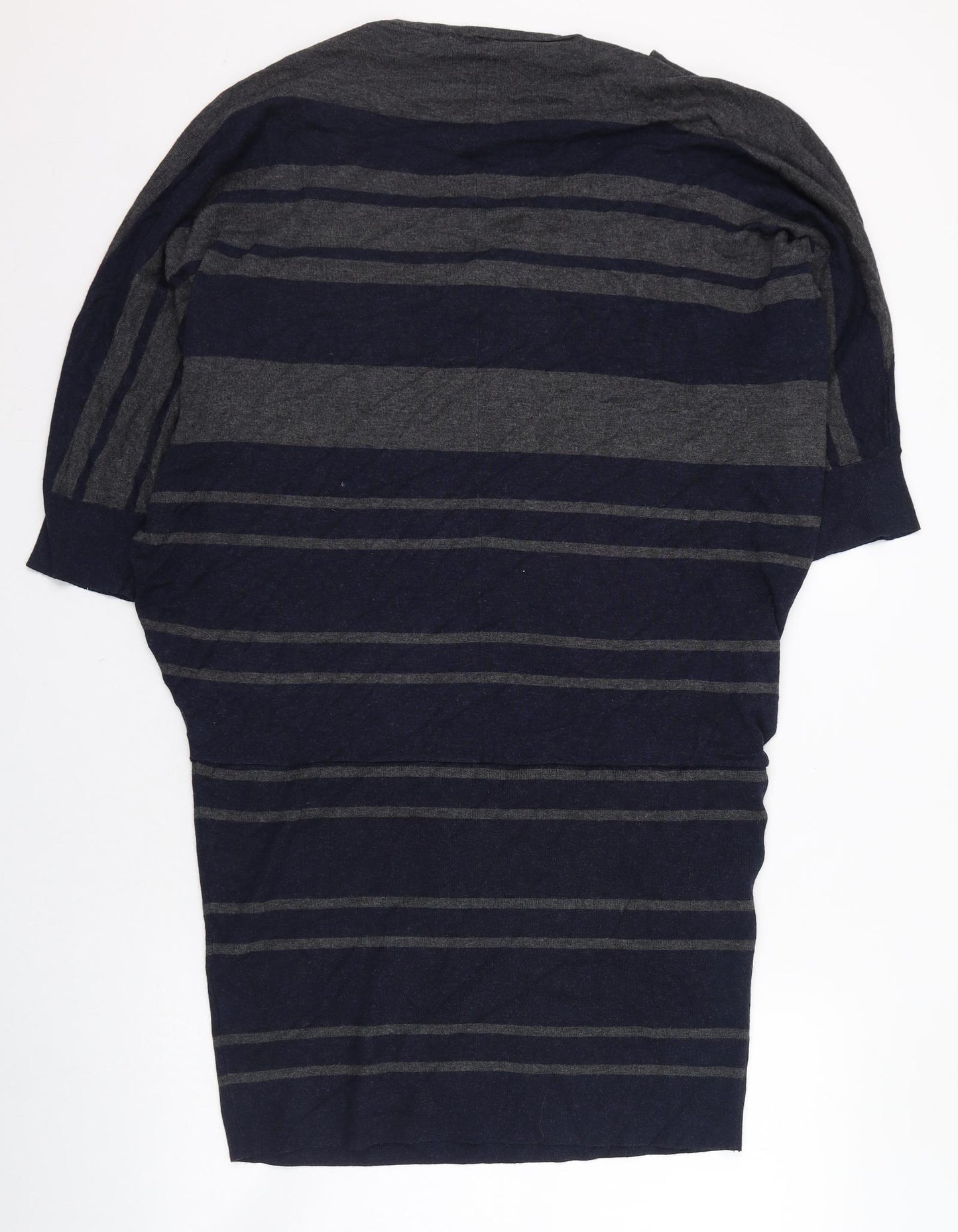 Phase Eight Womens Blue Striped Viscose T-Shirt Dress  Size 14  Round Neck Pullover