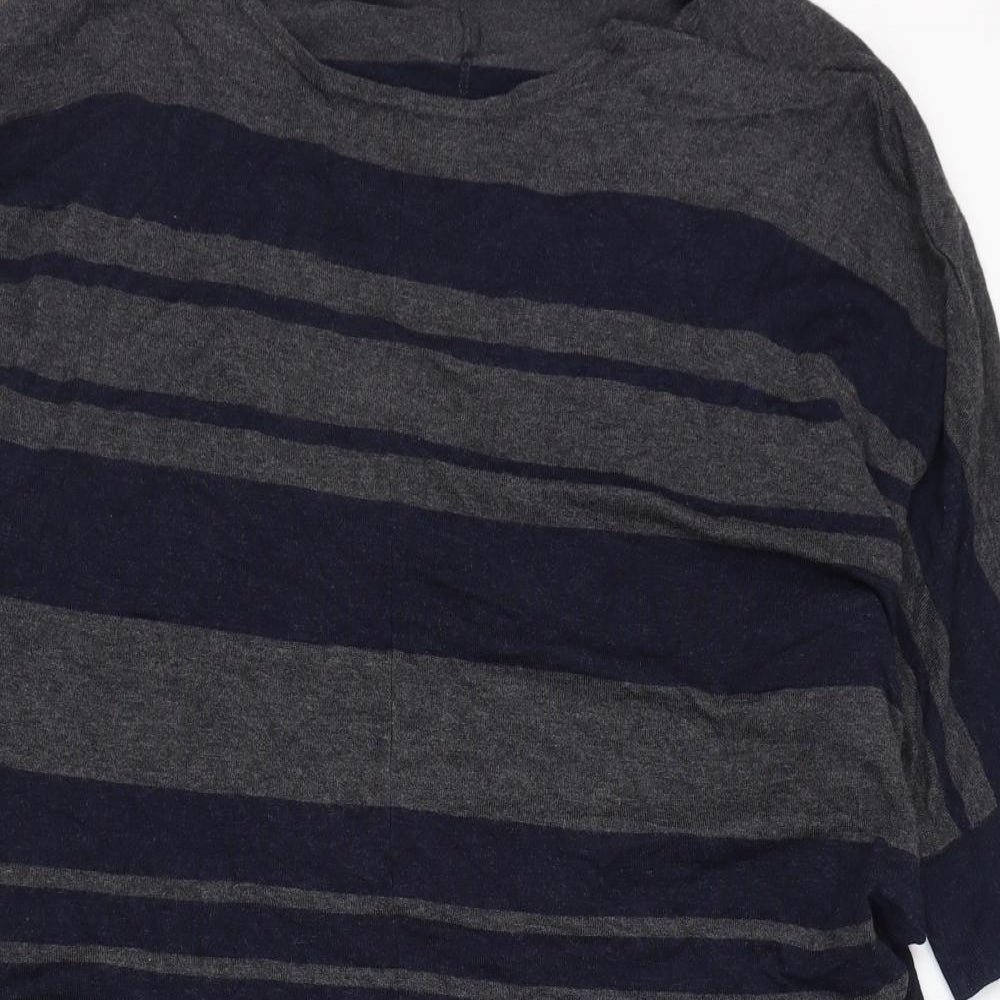 Phase Eight Womens Blue Striped Viscose T-Shirt Dress  Size 14  Round Neck Pullover