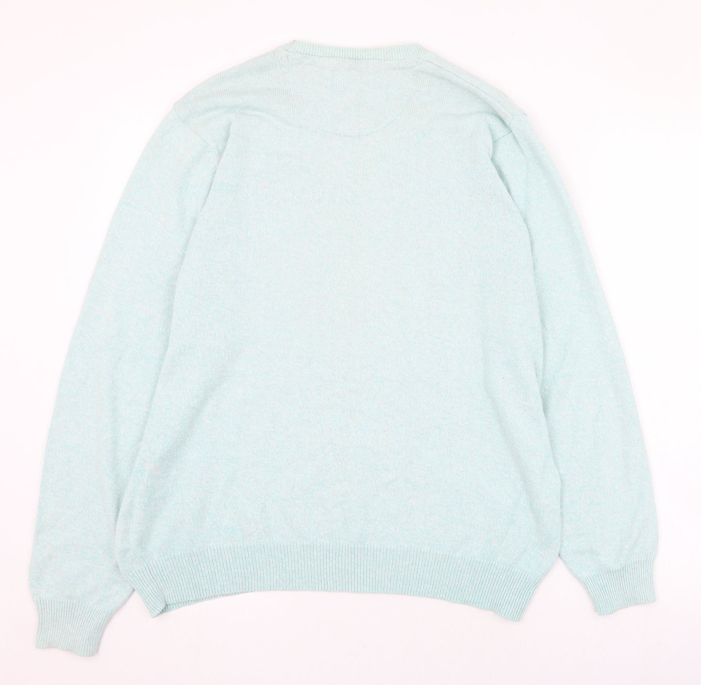 Marks and Spencer Mens Blue Round Neck  Cotton Pullover Jumper Size M