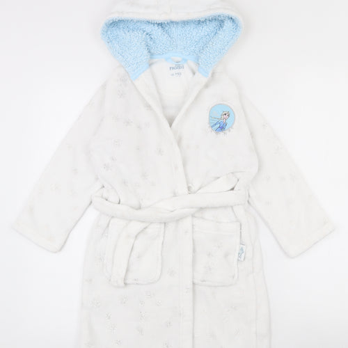 Marks and Spencer Girls White Solid 100% Polyester Top Robe Size 6-7 Years  Tie