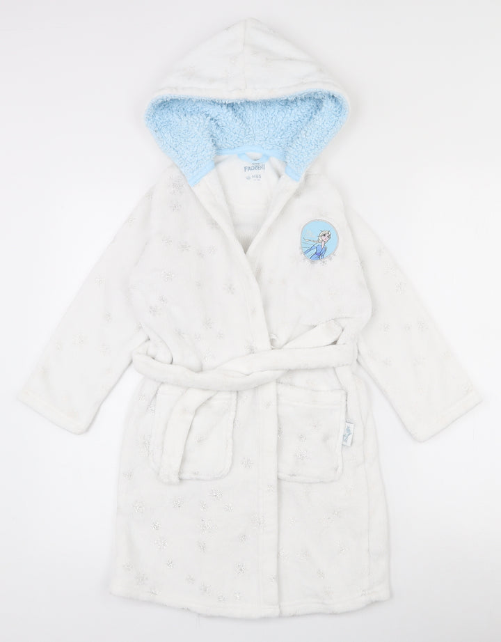 Marks and Spencer Girls White Solid 100% Polyester Top Robe Size 6-7 Years Tie