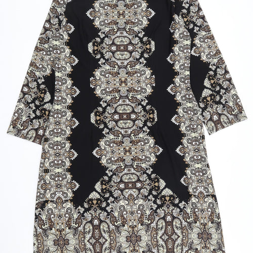 London Times Womens Black Paisley Polyester Bodycon  Size 10  Boat Neck Pullover