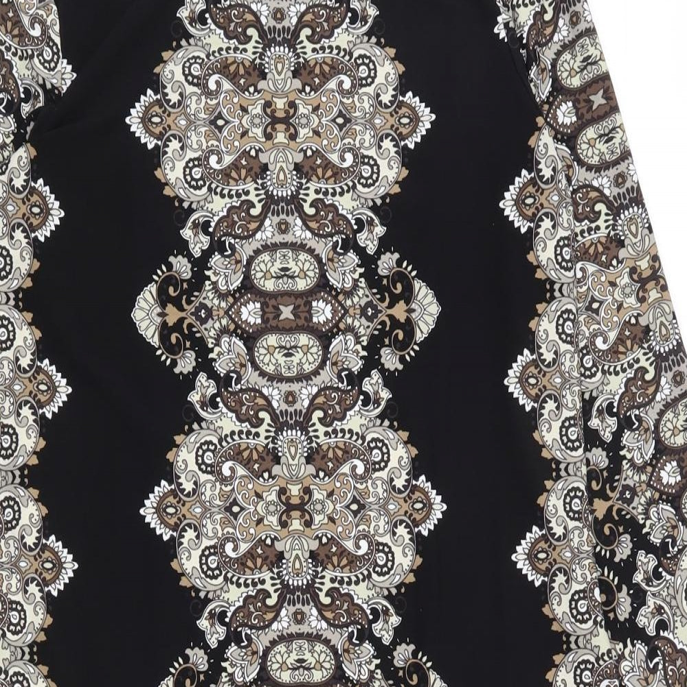London Times Womens Black Paisley Polyester Bodycon  Size 10  Boat Neck Pullover