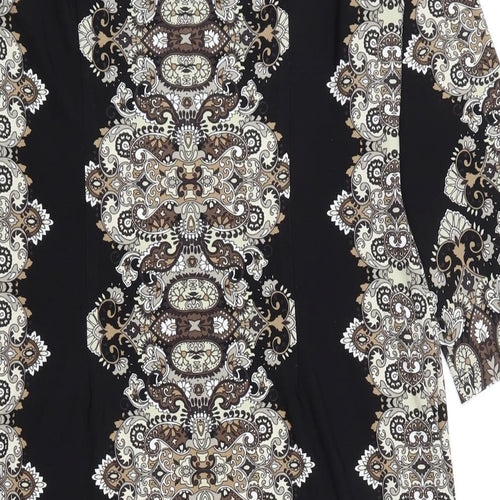 London Times Womens Black Paisley Polyester Bodycon  Size 10  Boat Neck Pullover
