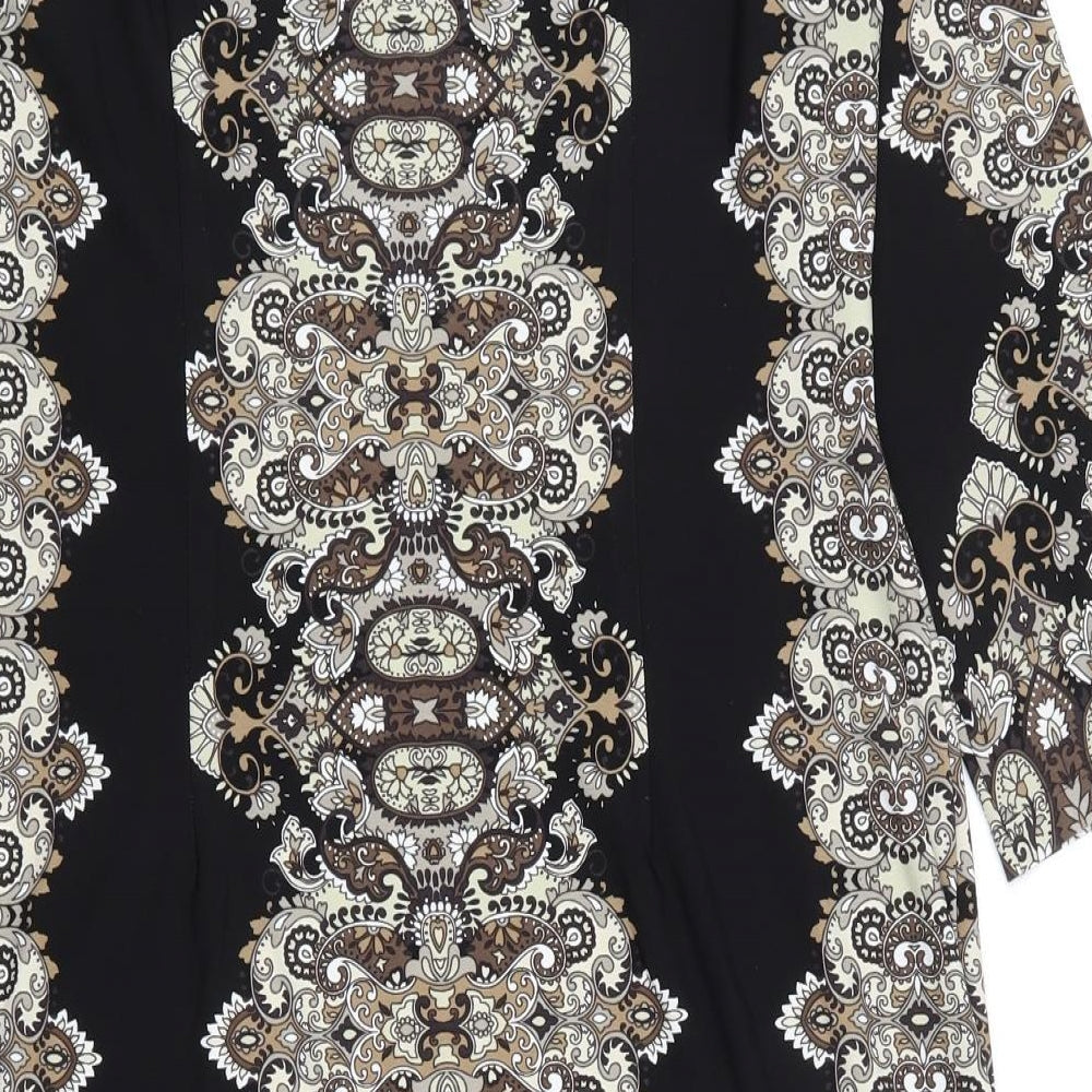 London Times Womens Black Paisley Polyester Bodycon  Size 10  Boat Neck Pullover