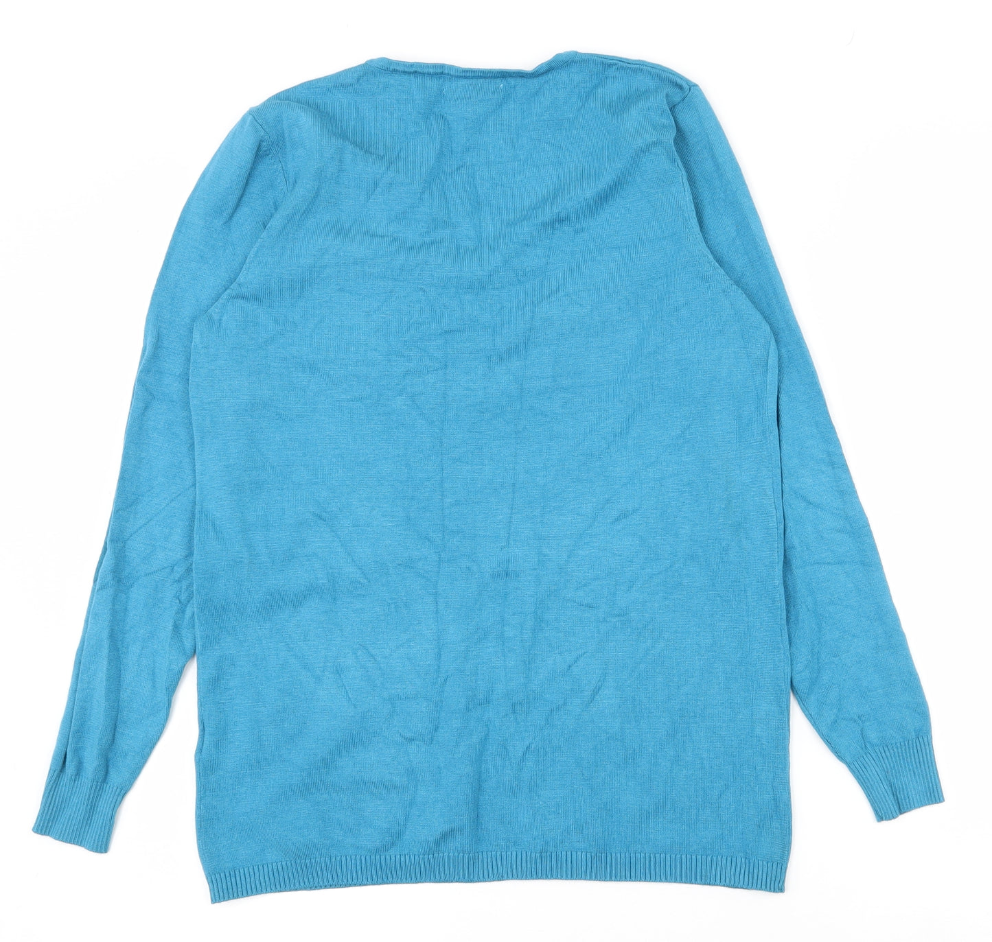 Damart Womens Blue V-Neck  Viscose Pullover Jumper Size 10   - 10-12