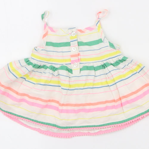 F&F Girls Multicoloured Striped Cotton Tank Dress  Size 0-3 Months  Square Neck Pullover