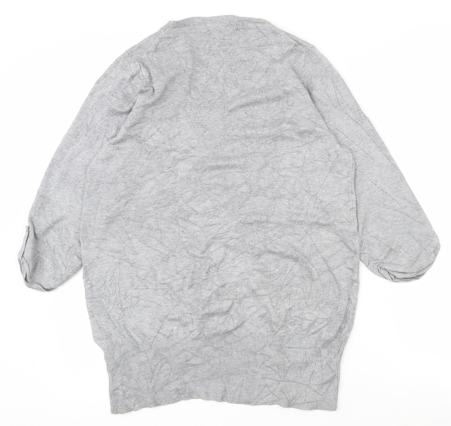 Marks and Spencer Womens Grey V-Neck  Viscose Pullover Jumper Size 14