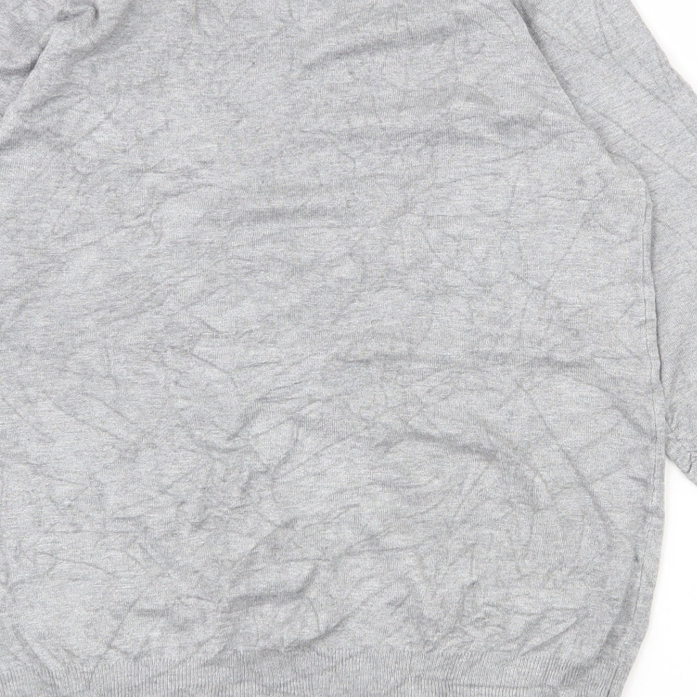 Marks and Spencer Womens Grey V-Neck  Viscose Pullover Jumper Size 14
