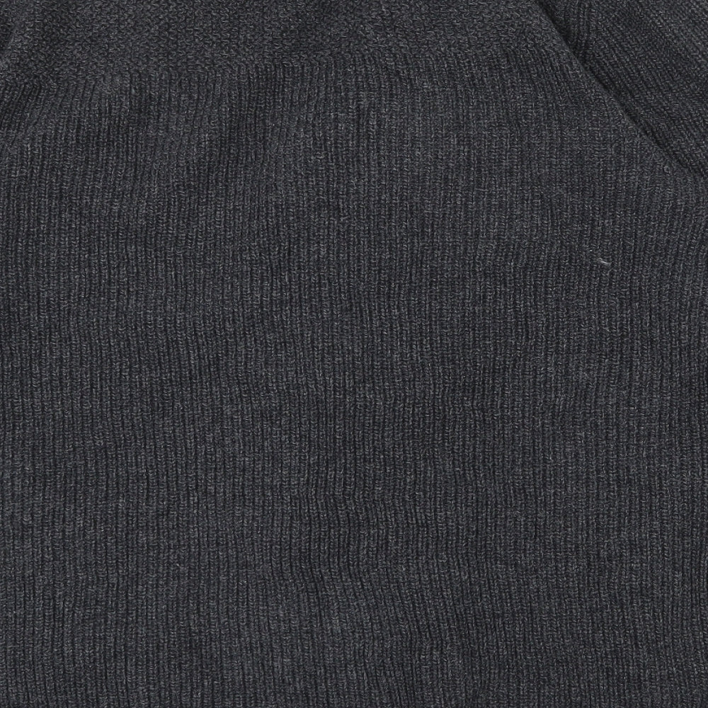H&M Mens Grey Collared  Cotton Cardigan Jumper Size L