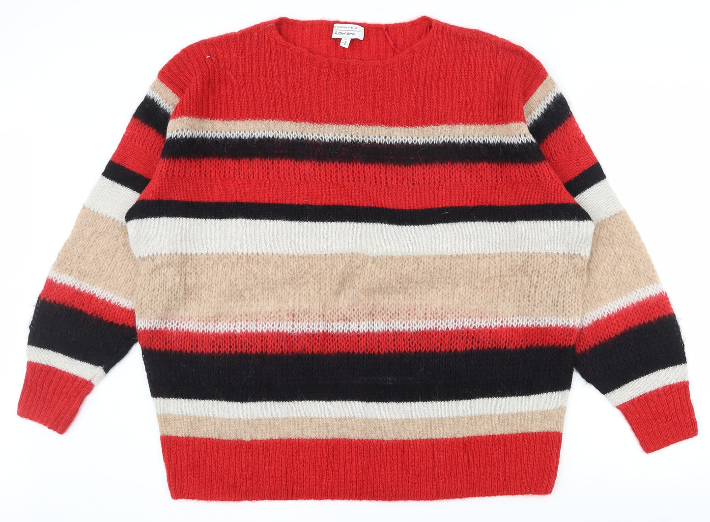 Stockholm Atelier Womens Multicoloured Round Neck Striped Wool Pullover Jumper Size S