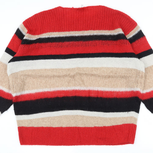 Stockholm Atelier Womens Multicoloured Round Neck Striped Wool Pullover Jumper Size S