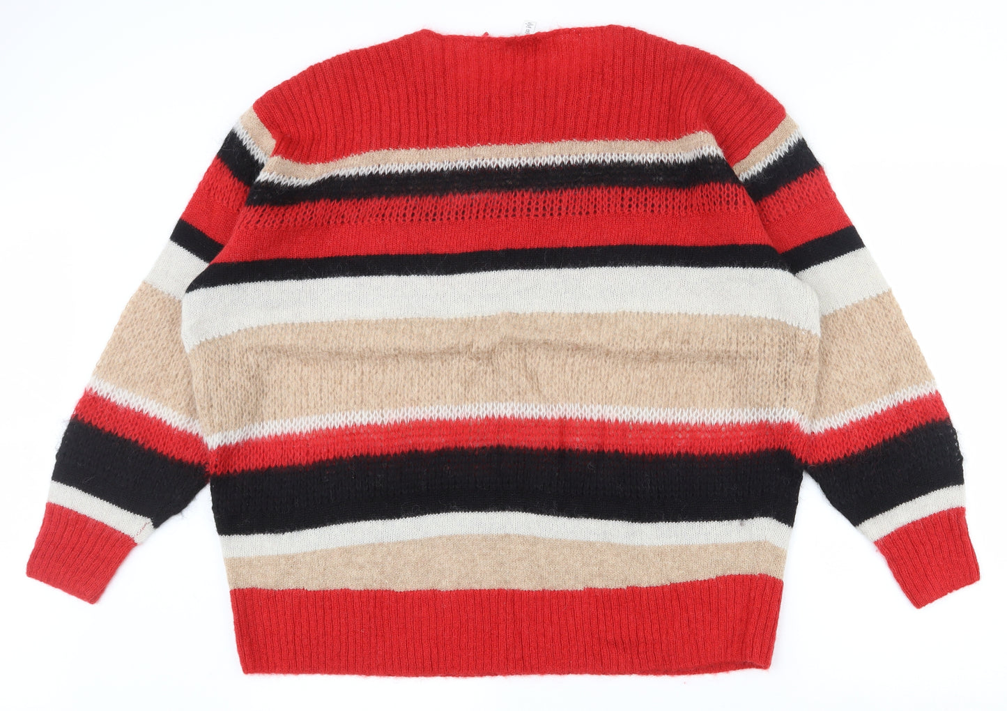 Stockholm Atelier Womens Multicoloured Round Neck Striped Wool Pullover Jumper Size S