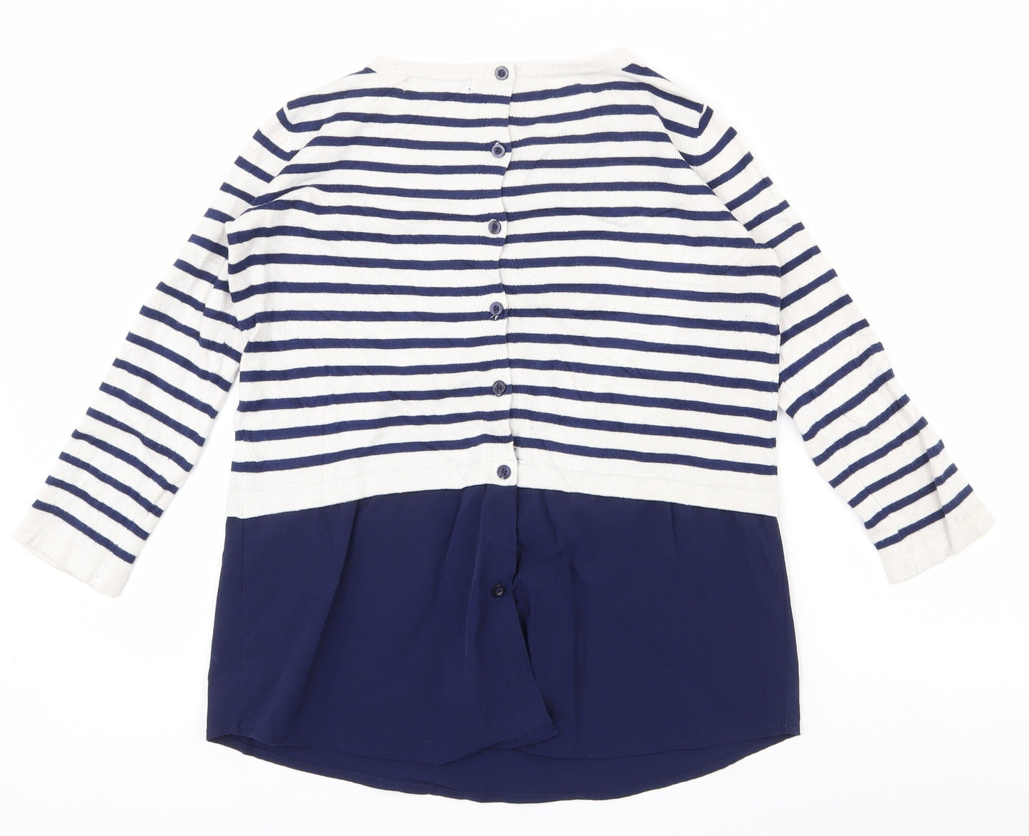 Atmosphere Womens Blue Striped Viscose  Button-Up Size 6 Roll Neck
