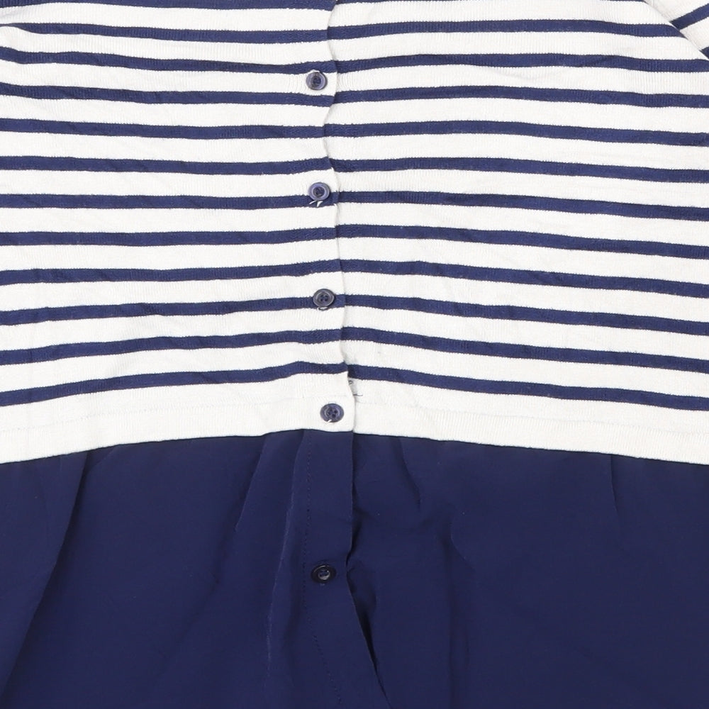 Atmosphere Womens Blue Striped Viscose  Button-Up Size 6 Roll Neck