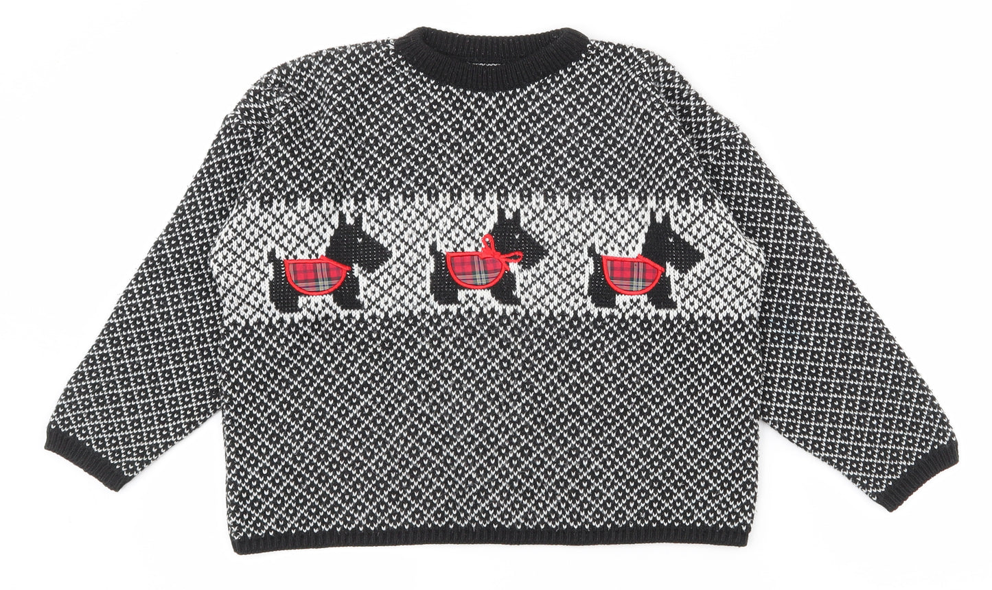 St Michael Girls Black Crew Neck  Acrylic Pullover Jumper Size 9-10 Years  Pullover