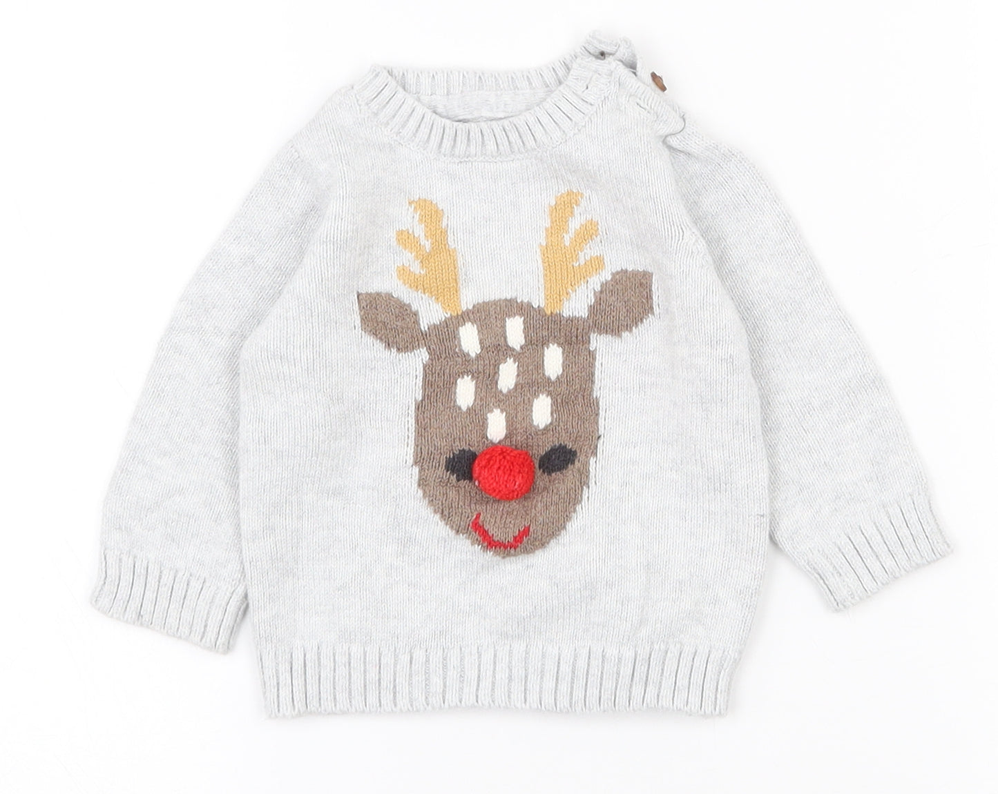 Marks and Spencer Baby Grey  100% Cotton Pullover Jumper Size 3-6 Months  Pullover - Christmas jumper