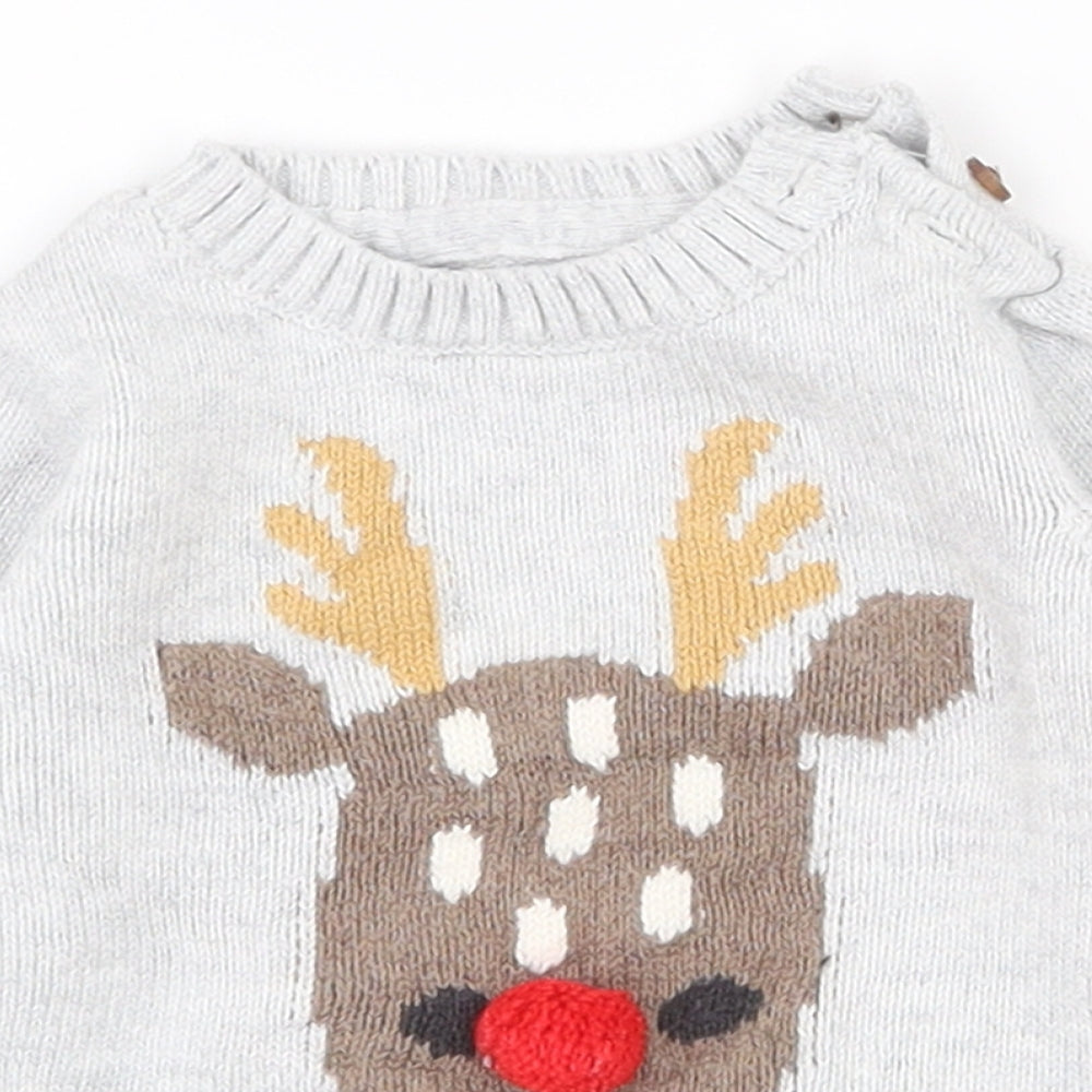 Marks and Spencer Baby Grey  100% Cotton Pullover Jumper Size 3-6 Months  Pullover - Christmas jumper